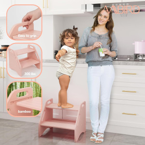 AMBIRD Wooden Step Stool, Two Step Stools Toddler...