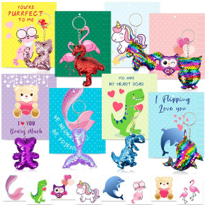 Valentines Day Cards with Keychain Gift for Kids S...
