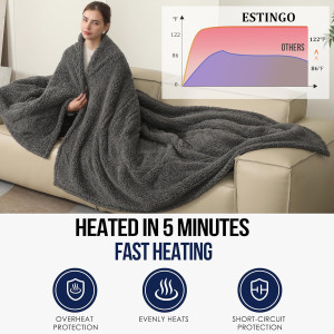 Heated Throw Blanket, Electric Blanket Throw with...