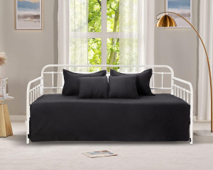 5-Piece Daybed Cover Set Black,Twin Cozy Daybed Be...