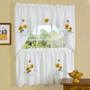 Embellished Tier and Swag Window Curtain Set - 58...