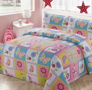 Kids Zone Home Linen Bedspread Coverlet Quilt Set...