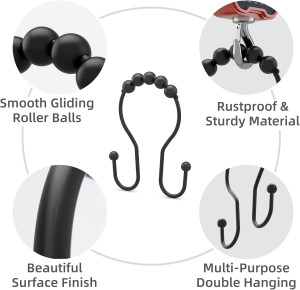 Shower Curtain Hooks Shower Curtain Rings Black Sh...