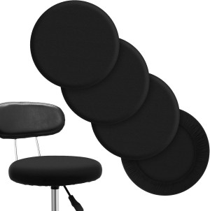 Tatuo Round Bar Stool Seat Covers Washable Stool Cushion Slipcover Elastic Bar Chair Covers for 14-17 Inch Chair (Black,)