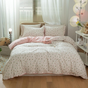Floral Girls Duvet Cover Full Size Cotton Pink Flo...