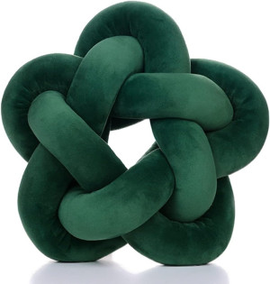 Knot Plush Throw Pillow Handmade Knotted Star Pillow Soft Sofa Lumbar Cushion Stuffed Cushion Home Office Children Room Decor, Emerald Green