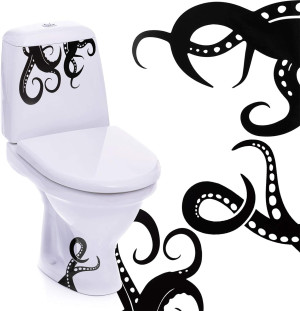15 Pieces Kraken Octopus Toilet Tentacles Wall Dec...