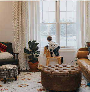 30 Inch Distressed Vegan Leather, Tufted Coffee Ta...