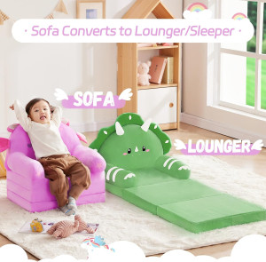 Kids Couch Fold Out Soft Toddler Chair, 3-in-1 Kid...