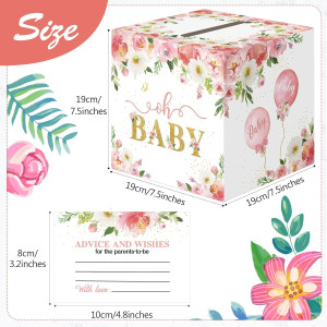 50 Pcs Floral Diaper Raffle Tickets with Diaper Ra...