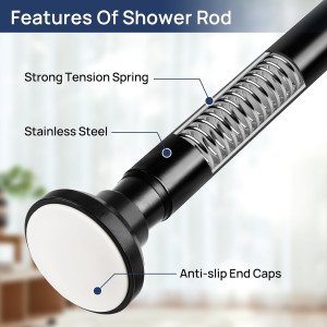 Matte Black Shower Curtain Rod 33 to 75 Inches, 1...