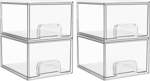 Vtopmart 4 Pack Clear Stackable Storage Drawers, 4...