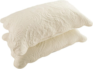 Quilted Pillow Shams Set of 2, Decorative Microfib...