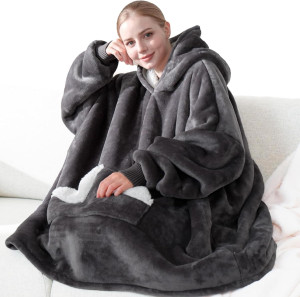 Touchat Wearable Blanket Hoodie, Oversized Sherpa...