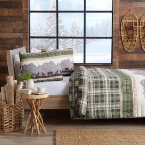 Great Bay Home 3-Piece Reversible Rustic Lodge Bed...