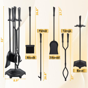 FEED GARDEN Fireplace Tools Set 5 Pieces Modern 32...