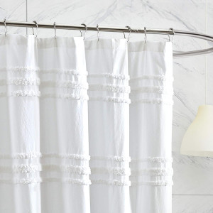 DKNY Chenille Stripe 100% Cotton Fabric Shower Cur...