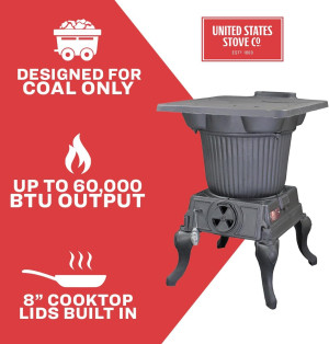 US Stove Company SR57E Rancher Cast Iron Stove, Bl...