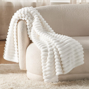 Bedsure White Throw Blanket for Couch - GentleSoft...