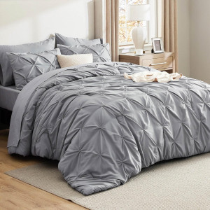Bedsure Queen Comforter Set Grey - Bed in a Bag Qu...