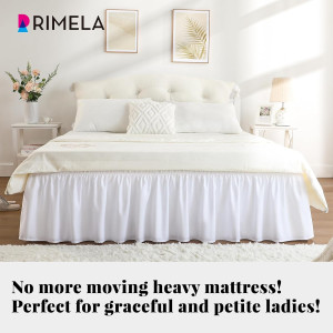 RIMELA White Bed Skirt Queen Size 15 Inch Drop, El...