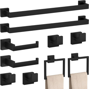 10-Pieces Matte Black Bathroom Accessories Set, 23...