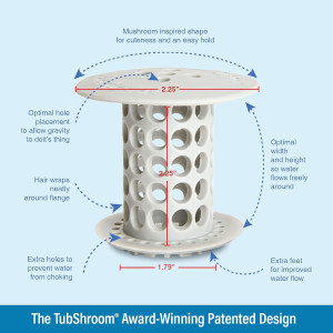 TubShroom Tub Hair Catcher Protector, Fits 1.5" -...