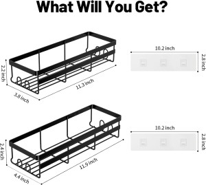 WOWBOX Adhesive Shower Caddy Shelf, 2 Pack - Hangi...