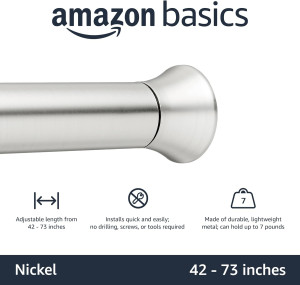Amazon Basics Shower Curtain Tension Rod, Adjustab...