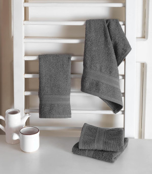 Cotton Fingertip Towels Set - 4 Pack Grey Highly A...