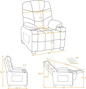 Mcombo Big Kids Recliner Chair with Cup Holders fo...