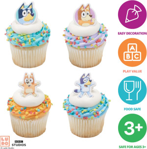 DecoPac Bluey So Much Fun Rings, 24 Cupcake Decora...