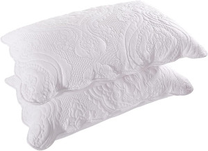 BOSOWOS Quilted Pillow Shams Set of 2, Decorative...