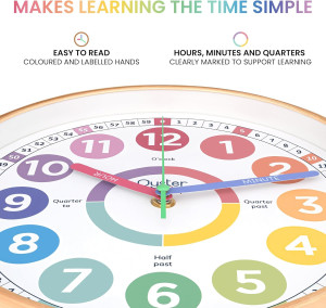 Oyster&Pop Pastel Learning Clock for Kids - Tellin...