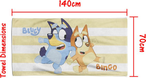 Bluey Bingo Stripe Beach Towel Kids Swim Bath Holi...