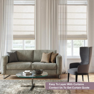 Cordless Linen Roman Shades, Premium Blackout Roma...