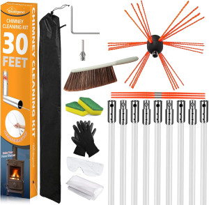 Sealegend 30 Feet Chimney Sweep Kit Chimney Brush...