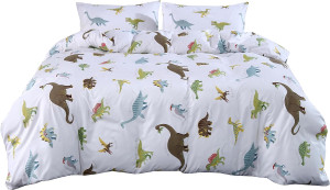 3Pcs Dino Duvet Cover Set, Colorful Dinosaur Twin...