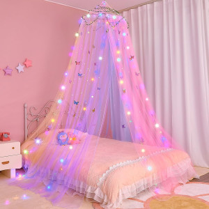 FIOBEE Bed Canopy for Girls Room Bed Canopy Curtai...