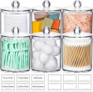 AOZITA 6 Pack Acrylic Qtip Holder Dispenser for Co...