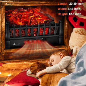 Electric Fireplace Logs Inserts Heater with Infrar...