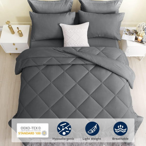 HEVUMYI 7 Pieces Queen Comforter Set, All Season R...