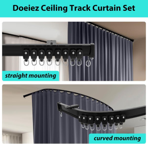 Room Divider Blackout Curtains Flexible Sliding Tr...