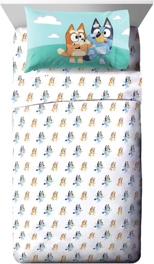 Jay Franco Bluey & Bingo Twin Size Sheet Set - 3 P...