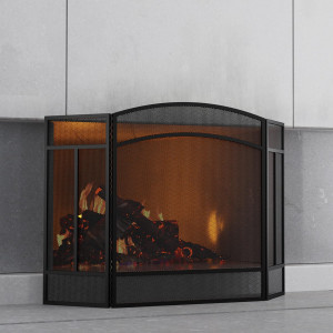 Fire Beauty Fireplace Screen 3 Panel Wrought Iron...