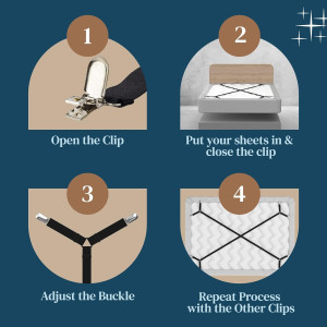 FeelAtHome Bed Sheet Holder Straps Criss-Cross - S...