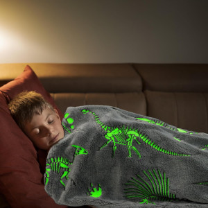 Glow in The Dark Blanket Dinosaur Throw Blanket fo...