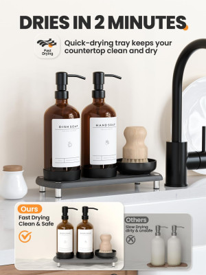 [Luxury] Kitchen Soap Dispenser Set - 16OZ Amber G...