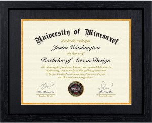 11x14 Diploma Frame with 8.5 x 11 Black Mat Fits C...