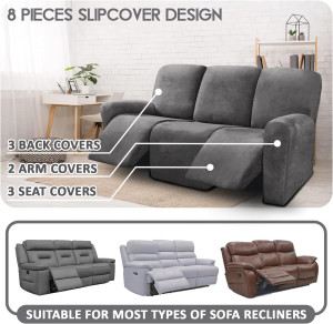 ULTICOR Velvet 8-Pieces Recliner Sofa Covers Stret...